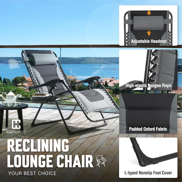 CAPHAUS Gray Zero Gravity Lounge Chair with Thick Padded