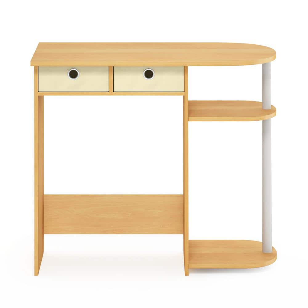 Beech and Ivory Compact Computer Desk with Drawers