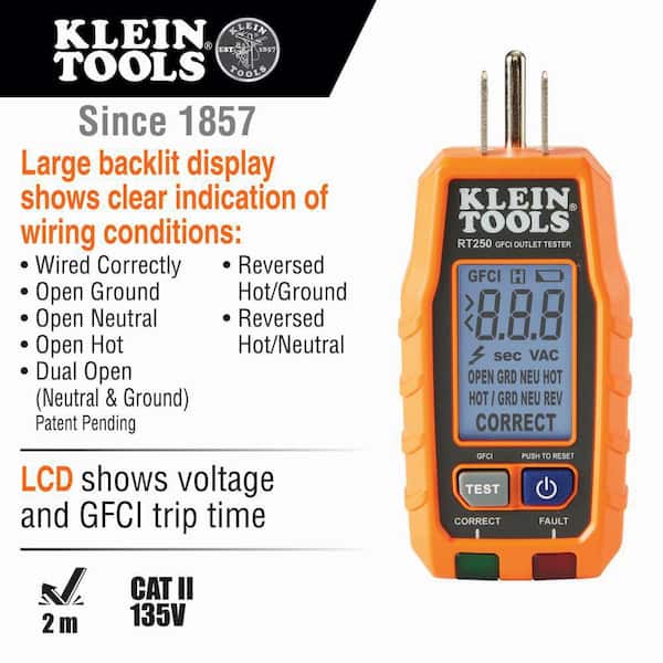 Klein Tools - GFCI Electrical Outlet Tester with LCD Display
