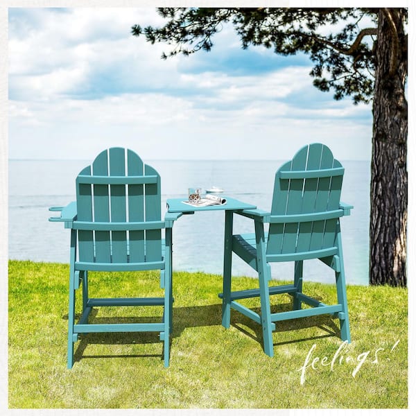 OrangeOne Tiffany Bar Height Adirondack Chairs Outdoor Bar Height Stool and Chair for Balcony Set of 2