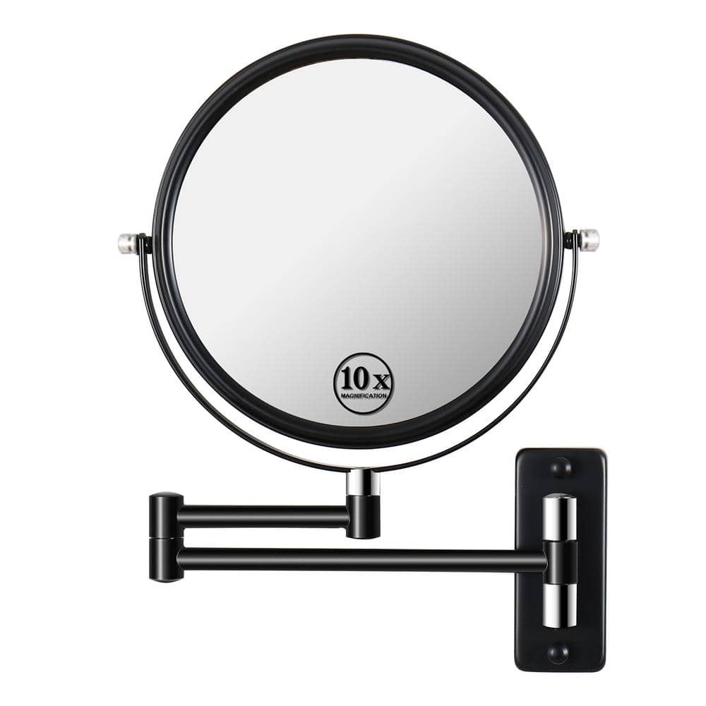 16.8 in. W x 12 in. H Round Magnifying Wall Bathroom Makeup Mirror in Matte