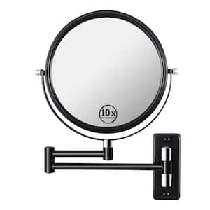 16.8 in. W x 12 in. H Round Magnifying Wall Bathroom Makeup Mirror in Matte Black