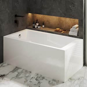 Claire 60 in. Acrylic Left-Hand Drain Rectangular Alcove Bathtub in Glossy White