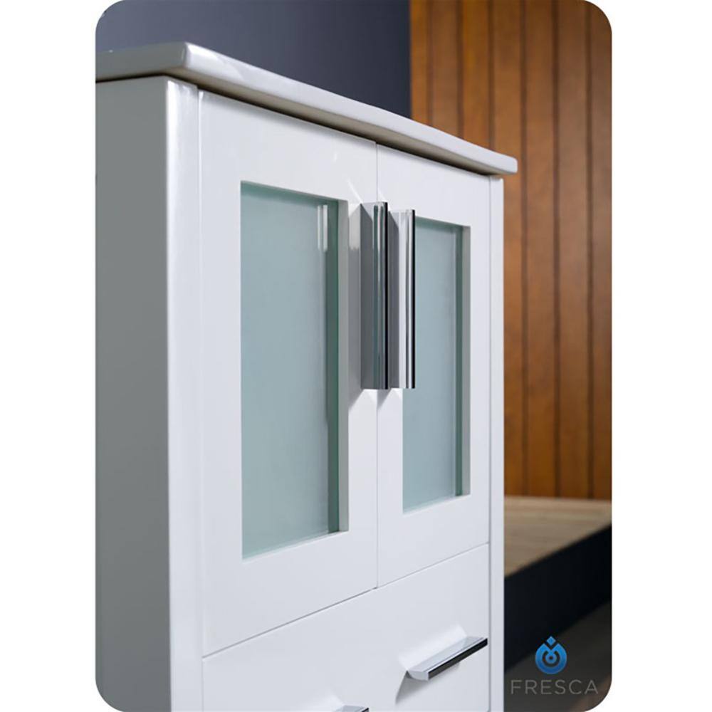 24" Modern White Engineered Wood Bathroom Vanity with Integrated Ceramic Sink