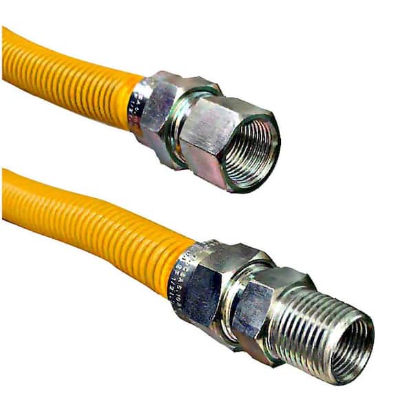 JONES STEPHENS 24 in. Yellow Stainless Steel Gas Connector (1/2 in. FIP x 1/2 in. MIP)