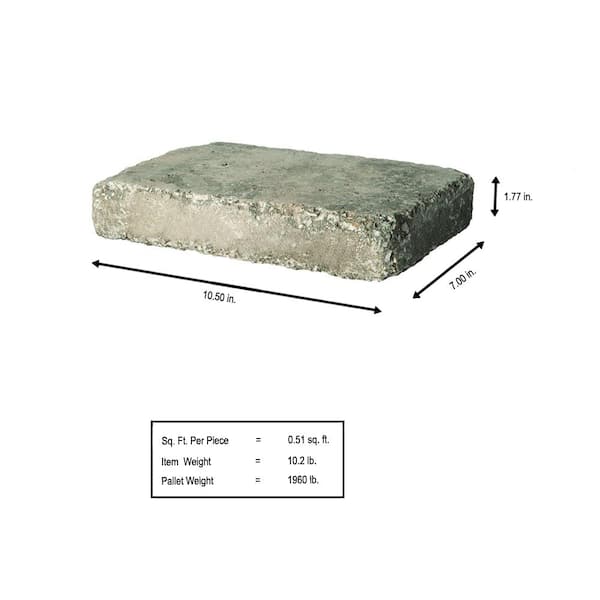 RumbleStone Rec 10.5 in. x 7 in. x 1.75 in. Greystone Concrete Paver (192 Pcs. / 98 Sq. ft. / Pallet) RumbleStone Rec 10.5 in. x 7 in. x 1.75 in. Greystone Concrete Paver (192 Pcs. / 98 Sq. ft. / Pallet)