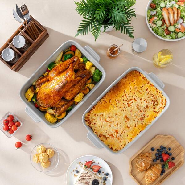 Wudkey 1-Piece 15.7 in. x 9.2 in. Gray Casserole Carrier Set with