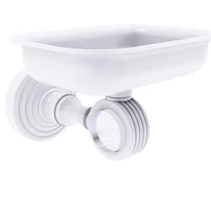 Pacific Grove Collection Wall Mounted Soap Dish Holder with Groovy Accents in Matte White