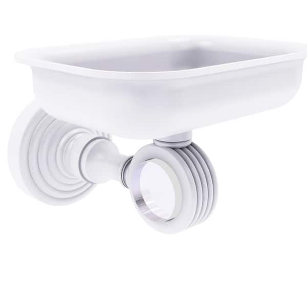 Allied Brass Pacific Grove Collection Wall Mounted Soap Dish Holder with Groovy Accents in Matte White