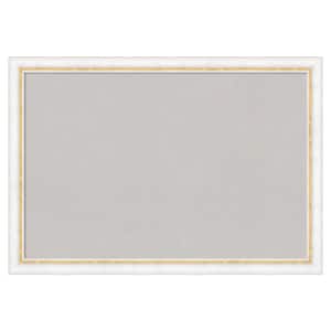 Morgan White Gold Wood Framed Grey Corkboard 26 in. x 18 in. Bulletin Board Memo Board
