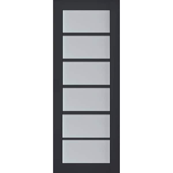 32 in. x 34 in. Solid Wood Frosted glass Antracite Interior Door Slab