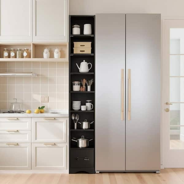 VECELO Tall Narrow Bookshelf with Adjustable Shelves 70.9 in. Slim