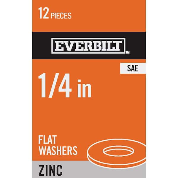 Everbilt 1/4 in. Zinc Flat Washer (12-Pack)