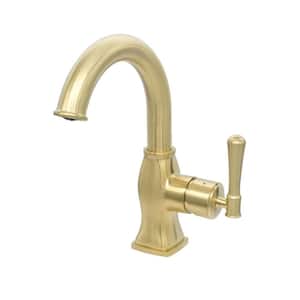 Aurora 1-Handle Single Hole Bathroom Faucet in Champagne Gold