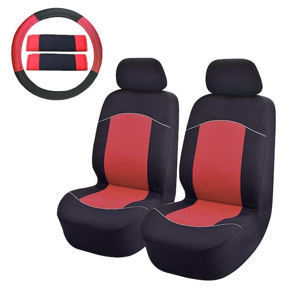 Unbranded 47 in. x 23 in. x 1 in. Front Car Seat Covers For SUV Truck or Van in Red (8-Piece)