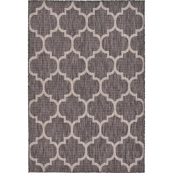 Unique Loom Outdoor Trellis Black 4' 0 x 6' 0 Area Rug