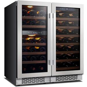 30 in. Triple Zone Cellar Cooling Unit 61-Bottles Built- in Wine Cooler Side-by-Side Refrigerators Frost Free in Black