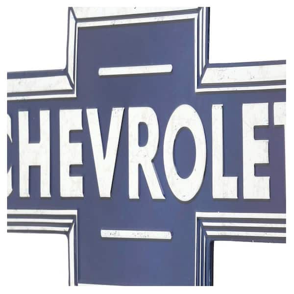 Open Road Brands Chevrolet Blue Embossed Tin Decorative Sign 40032