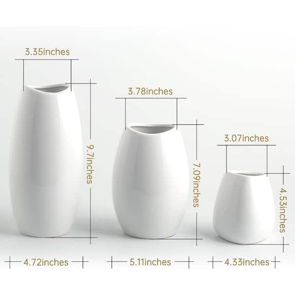 Afoxsos Ceramic Vase Set of 3 White Flower Vase for Home Decor