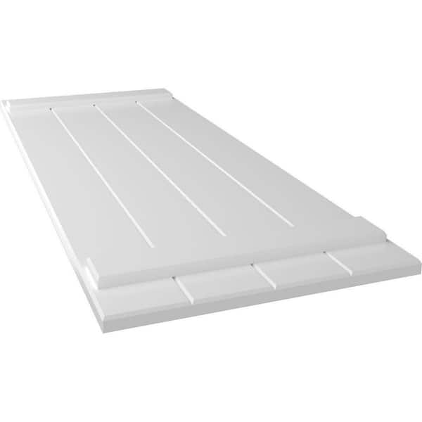 Ekena Millwork 21 1/2" x 57" True Fit PVC Four Board Joined Board-n-Batten Shutters, White (Per Pair)