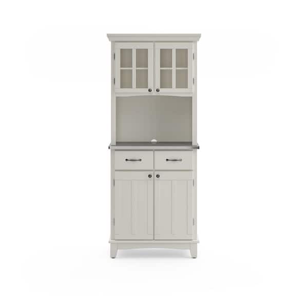 HOMESTYLES White and Stainless Steel Buffet with Hutch