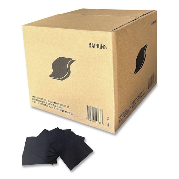 Cocktail Napkins, 1-Ply, 9 in. x 4.5 in., Black, 4,000/Carton