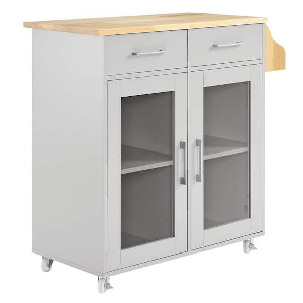 MODWAY Cuisine Kitchen Cart in Light Gray Natural