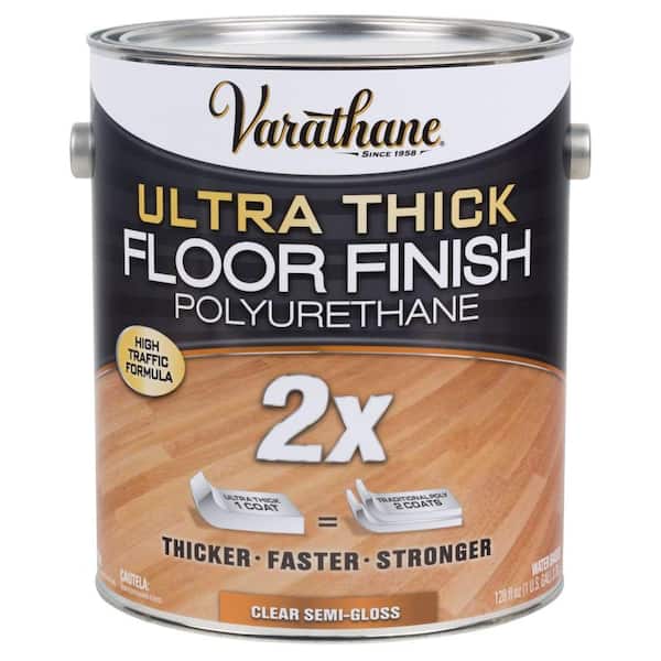 Varathane 1 gal. Clear Semi-Gloss Ultra Thick 2X Water-Based Floor Polyurethane (2 Pack)