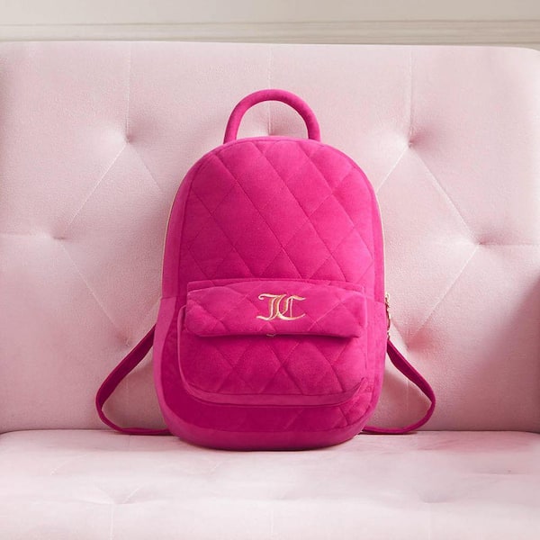 JUICY COUTURE Quilted Backpack Hot Pink Solid Polyester 12 in. x