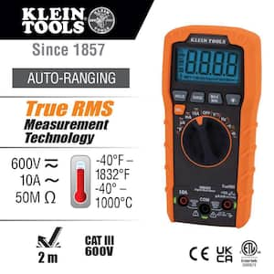 600 Volt Digital Multimeter, TRMS Auto-Ranging, Temp