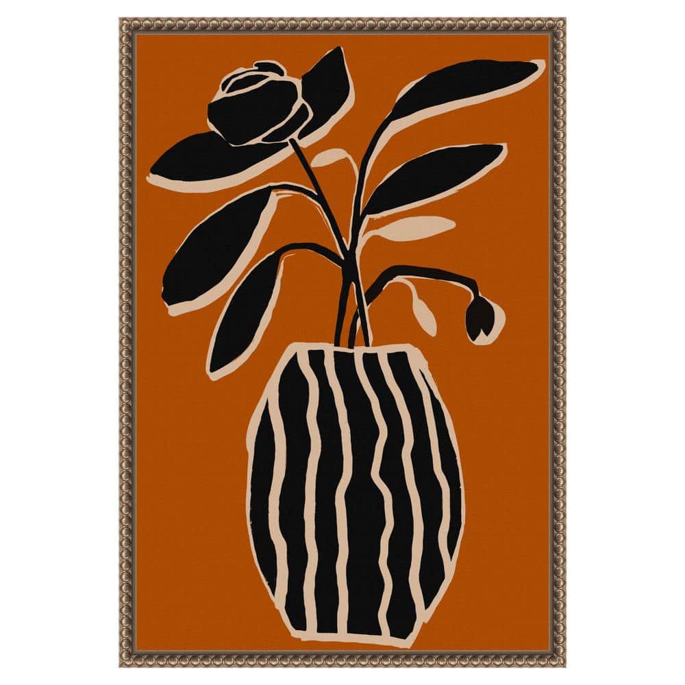 Ochre Still Life No 5 Abstract Canvas Art with Bronze Frame