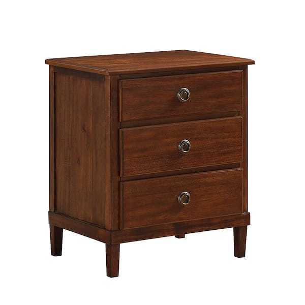Unbranded Cambridge 3-Drawer Brown Nightstand