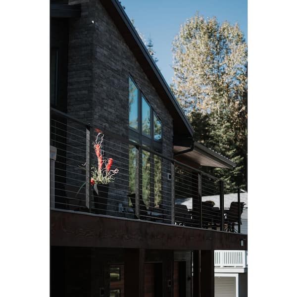 EasyRail 1 ft. E-Coat Steel Custom Cable Railing 42 in. Tall with Black Cable and Baseplate covers