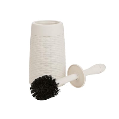12 in. Plastic Magic Toilet Brush and Holder in Ivory
