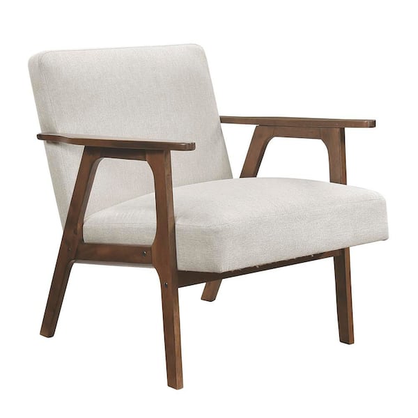 Lewiston Beige Textured Fabric Upholstery Accent Arm Chair