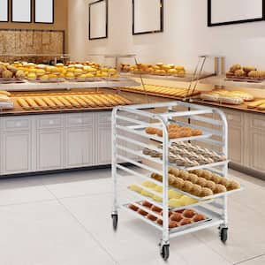 Aluminum Silver 10 Sheet Bun and Sheet Pan Rack with Mute Rolling Casters