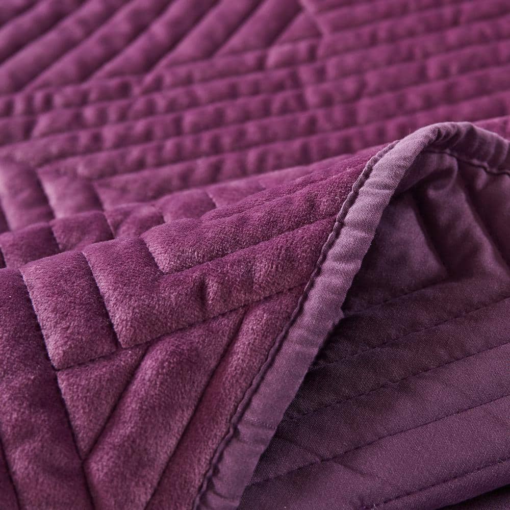 Riviera Mauve Velvet Quilted Modern Throw Blanket, 50x60 Inch