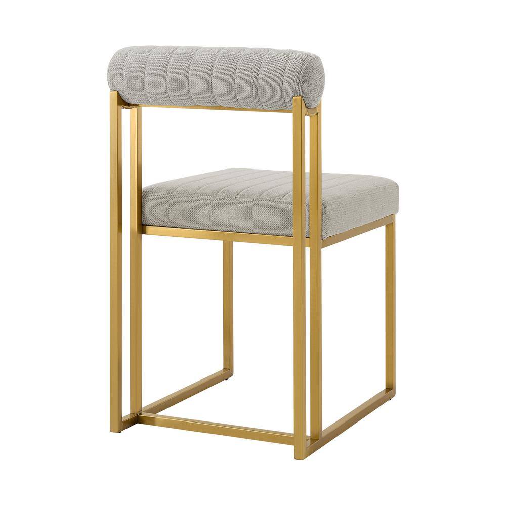 Taupe Faux Leather High Parsons Dining Chair Set with Metal Legs