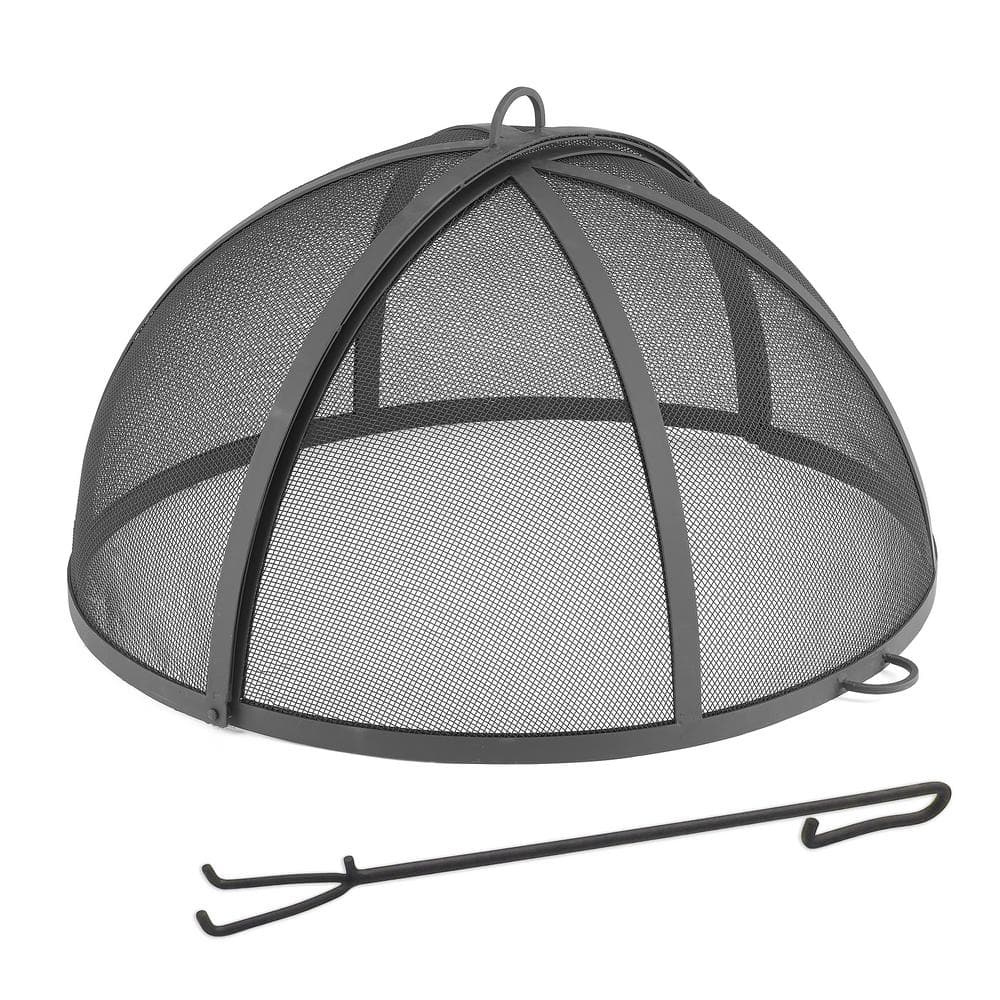 Medium Black Powder-Coated Steel Mesh Fire Pit Spark Screen