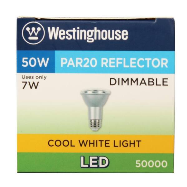 Westinghouse 4301200 50W Equivalent PAR20 Flood Dimmable Cool Bright LED Energy Star Light Bulb with Medium Base