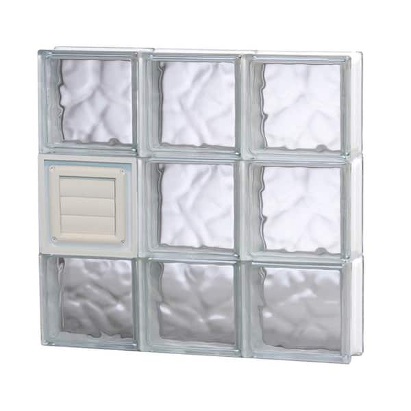 Clearly Secure 23.25 in. x 23.25 in. x 3.125 in. Frameless Wave Pattern Glass Block Window with Dryer Vent