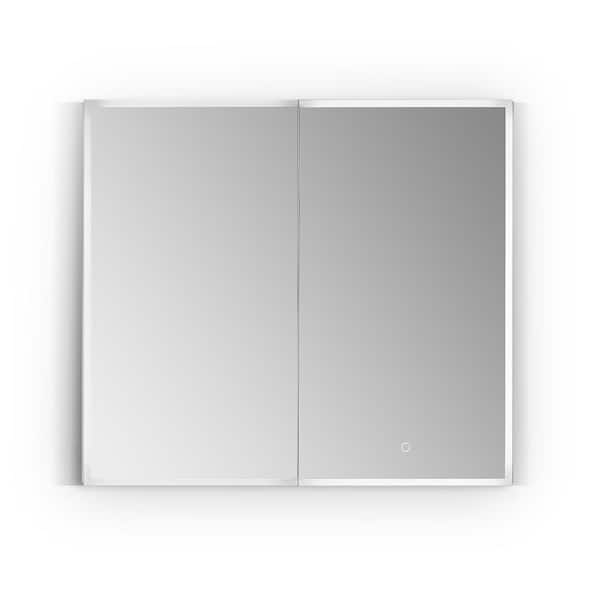 Altair Carsoli 36 in. W x 32 in. H Small Rectangular Silver Recessed/Surface Mount Medicine Cabinet with Mirror and Lighting