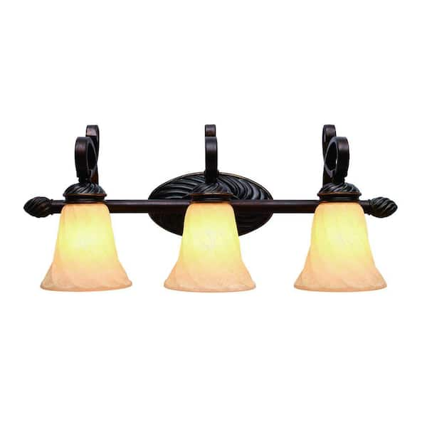 Golden Lighting Torbellino Collection 3-Light Cordoban Bronze Bath Vanity Light