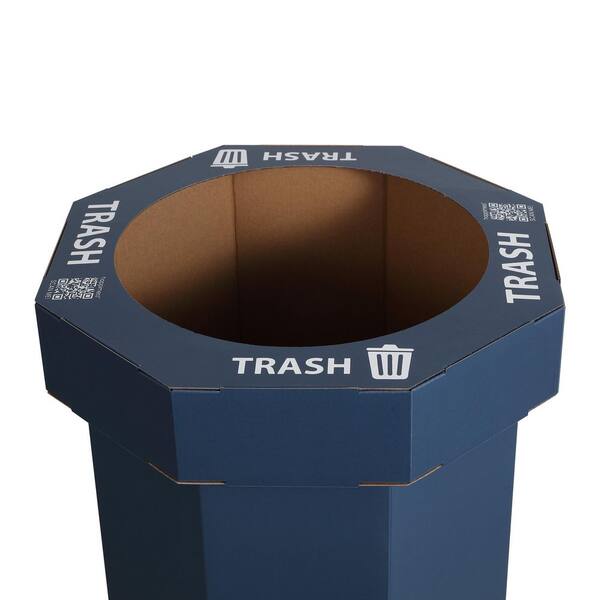 happimess Fleur 25-gal. Denim Blue Corrugated Cardboard Disposable