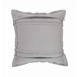Solid Light Gray Textured Stripe Durable Poly-Fill 20 in. x 20 in. Throw Pillow