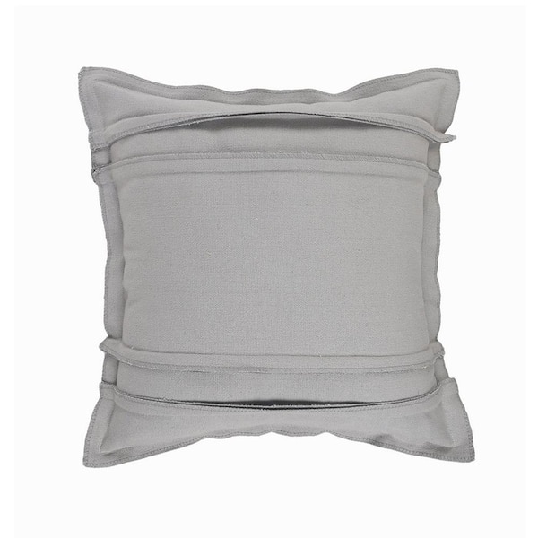 LR Home Solid Light Gray Textured Stripe Durable Poly-Fill 20 in. x 20 in. Throw Pillow