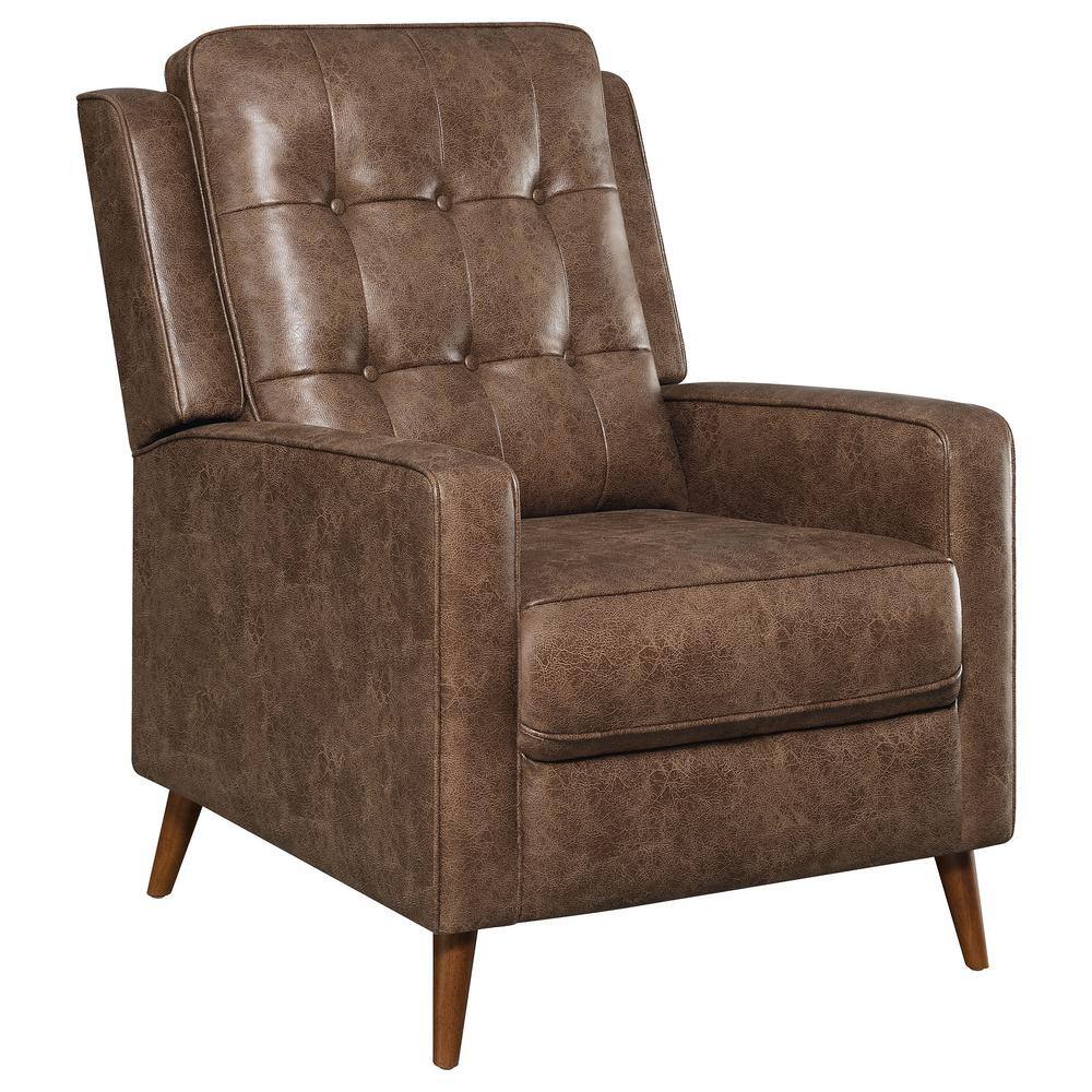 Davidson Brown Microfiber Transitional Recliner with Wood Legs