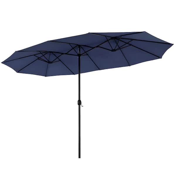 SUNRINX 13 ft. Market No Weights Patio Umbrella 2-Side in Blue