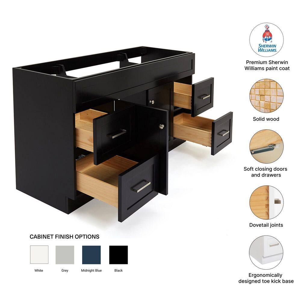 Hamlet 60" Black Solid Wood Freestanding Bathroom Vanity Cabinet