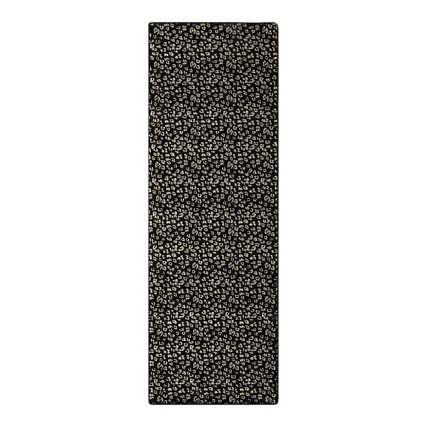 Metallic Leopard 2 ft. x 6 ft. Black Animal Print Runner Rug